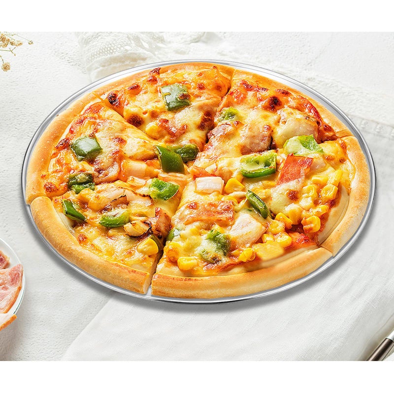 Deedro صينية بيتزا ديدرو 12 بوصة من الفولاذ المقاوم للصدأ - صينية خبز دائرية للفرن لتحضير الطعام الصحي، 4 عبوات - Image 4